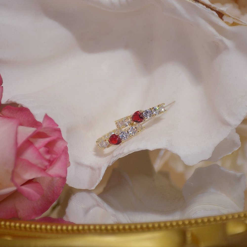 NEW 14K Gold Plated Diamond Heart Hoop Earrings - Picture 4 of 9